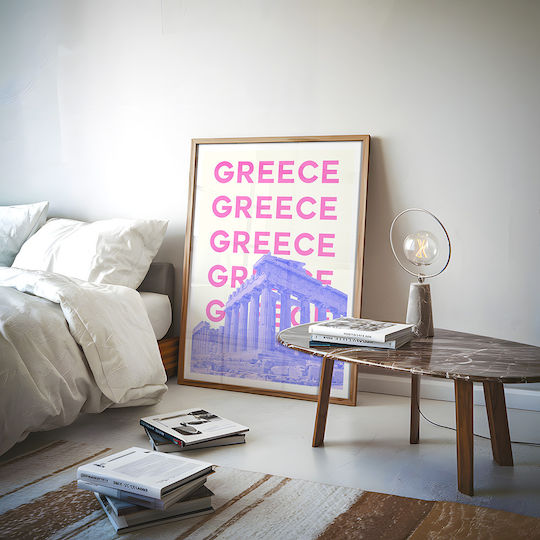 Poster Greece Pop Art Pst25507 40cm X 50cm Κορνίζα Φυσικό Ξύλου Μπεζ 63377pd156115f55316