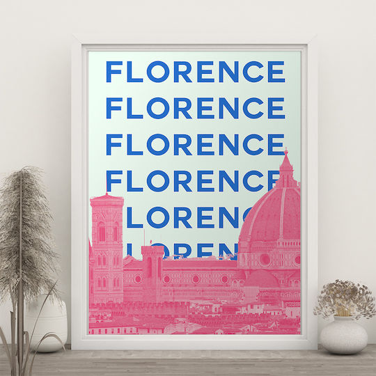 Poster Florence Pop Art Pst25515 40cm X 50cm Κορνίζα Καφέ Ξύλου 63389pd156107f63322
