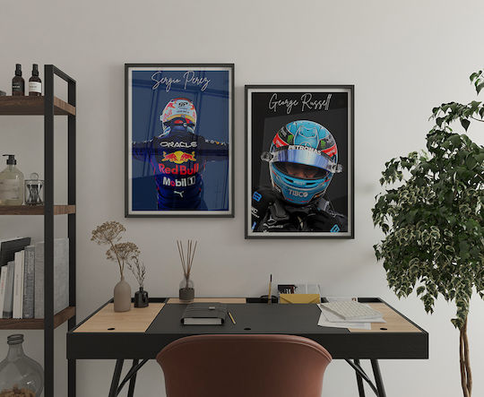 Poster Formula1 George Russell F060 40cm X 50cm Κορνίζα Καφέ Ξύλου 63051pd156212f63322