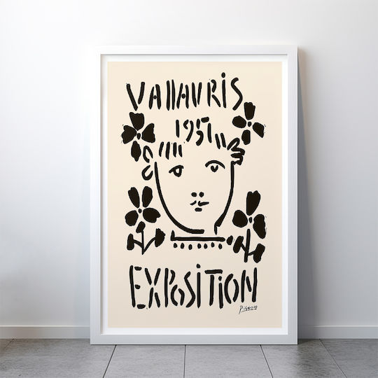 Poster Pablo Picasso Vallauris 1957 Art247 40cm X 50cm Κορνίζα Καφέ Ξύλου 63780pd156084f63322