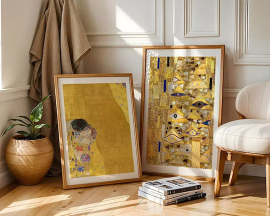Poster Gustav Klimt Kiss Art155 40cm X 50cm Frame Natural Wood Beige 56090pd156666f55316