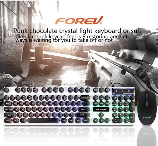 Forev FV-Q90 Gaming Keyboard Set with RGB Lighting & Mouse (English US)