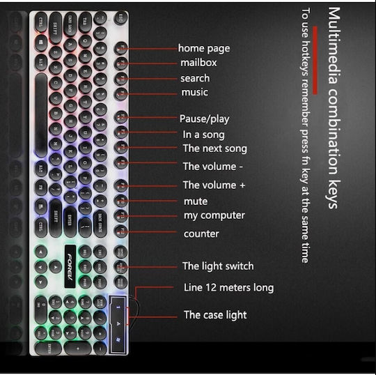 Forev FV-Q90 Gaming Keyboard Set with RGB Lighting & Mouse (English US)