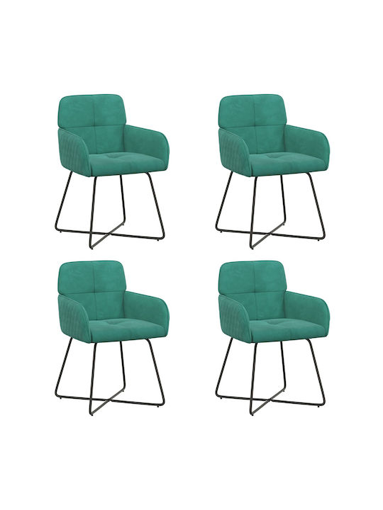 Velvet Turquoise Dining Armchairs 4 Pieces 59x56.5x86cm