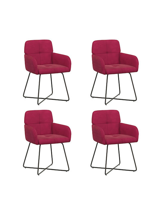 Samt Ess- und Küchenstühle Rot 4 Stück 59x56.5x86cm