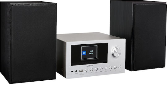 Medion Tonsystem 2.0 LIFE P85003 50078314 15W mit CD / Digitale Medien Player, Wi-Fi und Bluetooth Silber