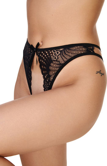 Sexy Unterwäsche String Schrittfrei Spitze Schwarz