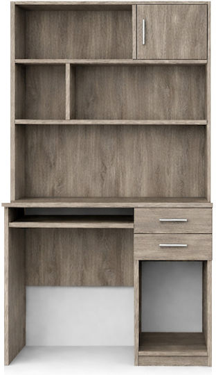 Birou Pentru Copii Cu Bibliotecă Din Melamină Gri 100x55x180cm