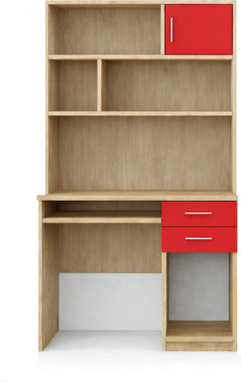 8-14 Kinder Schreibtisch mit Bibliothek aus Melamin Rote 100x55x180cm