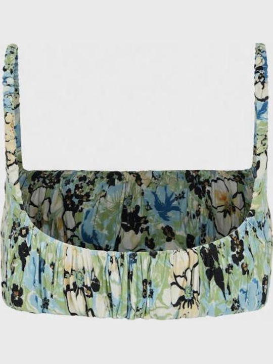 Damen Bluse Blumen Blau