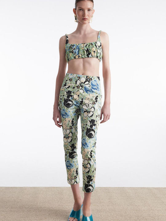 Damen Bluse Blumen Blau