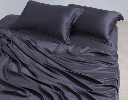 Silk Fashion Σετ Σεντόνια King Size 270x290εκ. Σκούρο Γκρί (4τμχ)