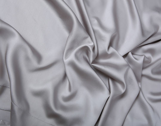 Silk Fashion King Size Bed Sheets Set 270x290cm Light Grey 4 Pieces