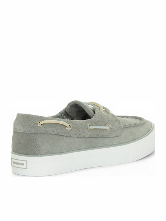 Leder Herren Bootsschuhe Sand Grau SDSS26303SU-Weiß