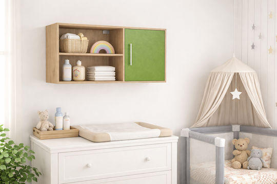 Silky Βιβλιοθήκη Τοίχου Ξύλινη Πράσινη 100x30x43cm