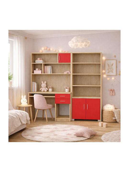 Bibliotecă de Pardoseală Din Lemn Roșie 100x30x100cm