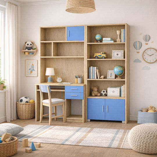 Floor Bookcase Wooden Light Blue 100x30x100cm