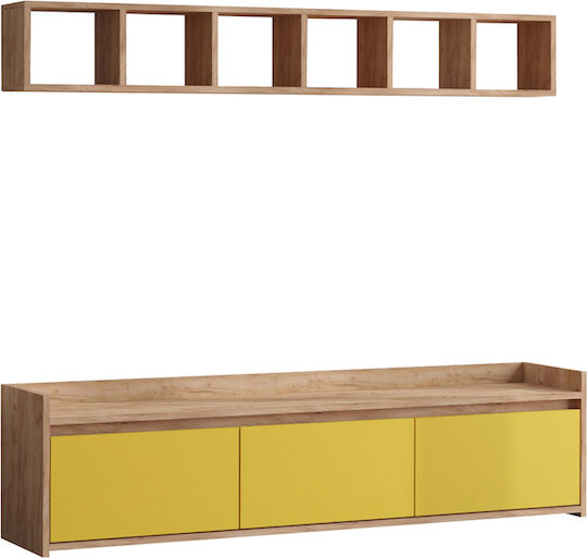 Living Room TV Unit Yellow L150xW35xH45cm