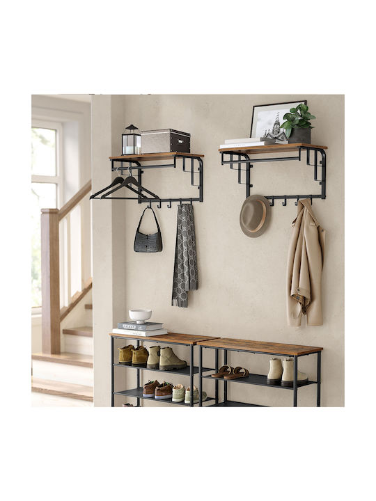 Vasagle Wall Hanger Metal 5 Hooks Brown 66x27x30cm