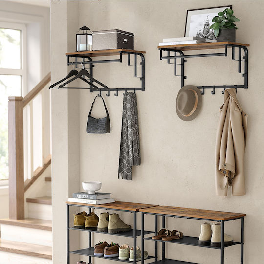 Vasagle Wall Hanger Metal 5 Hooks Brown 66x27x30cm