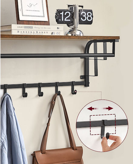 Vasagle Wall Hanger Metal 5 Hooks Brown 66x27x30cm