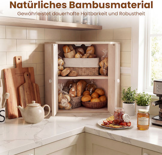 Costway Bamboo Bread Box White 41x31x31cm