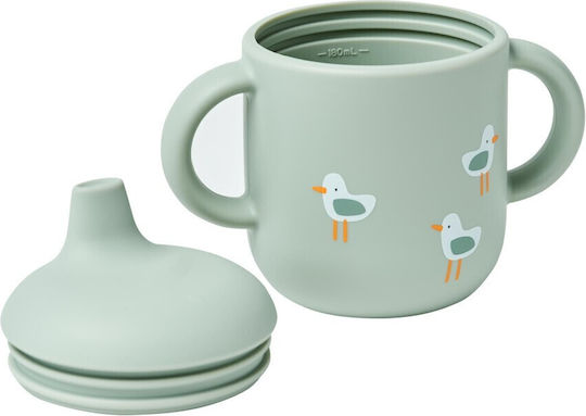 Sunnylife Toddler Cup with Handles and Straw Made of Green Silicone