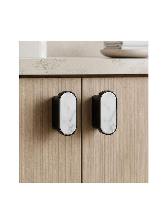 Sc Herrajes 880 Furniture Handle Made of Marble & Metallic Black with Hole Centers 96mm