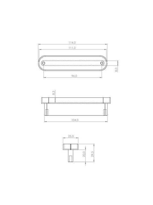 Sc Herrajes 880 Furniture Handle Made of Marble & Metallic Black with Hole Centers 96mm