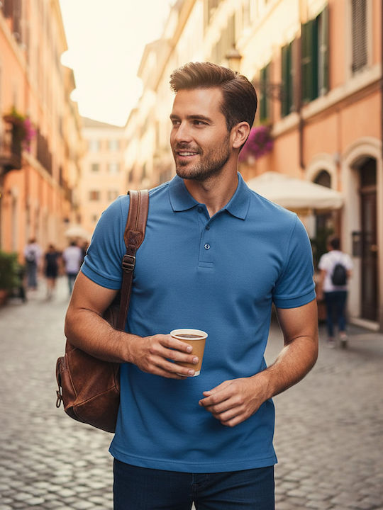 Tee Jays Luxury Stretch Мъжка Рекламна Тениска Къс Ръкав Оушън Син
