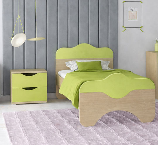 Puzzle Wooden Green Kids Bedside Table 50x40x45cm