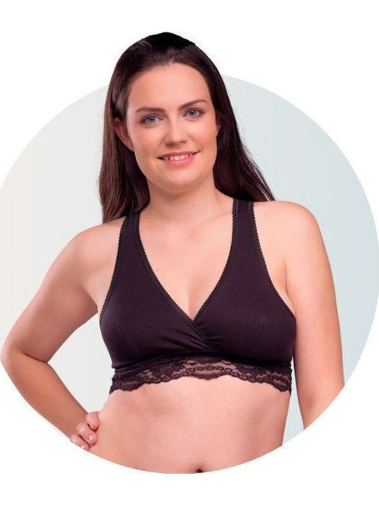 Carriwell Crossover Cotton Maternity & Nursing Sports Bra Wrapped Black
