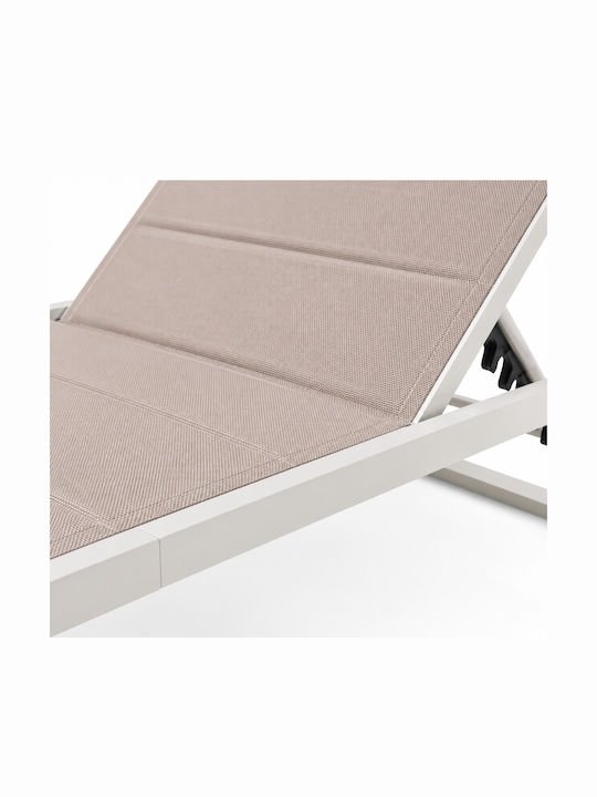 Ξαπλώστρα Μεταλλική με Ύφασμα Textilene Μπεζ 176x66x32εκ. Ξαπλώστρα Μεταλλική με Ύφασμα Textilene Μπεζ 176x66x32εκ.