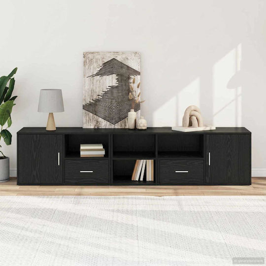 TV-Ständer Eckig Bodenstehend Schwarz Dürre 200x40x45cm