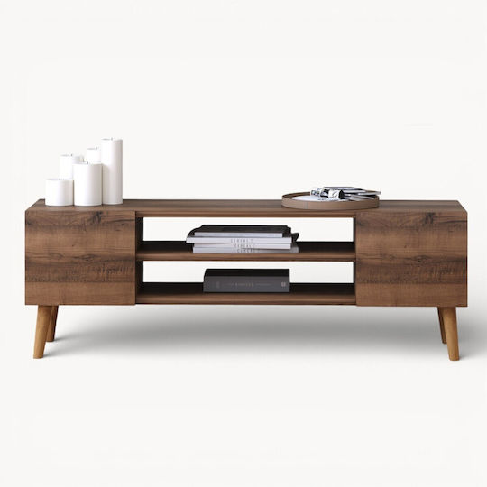 SteweHome TV-Ständer aus Metall & Braune Spanplatte M120xT30xH40cm