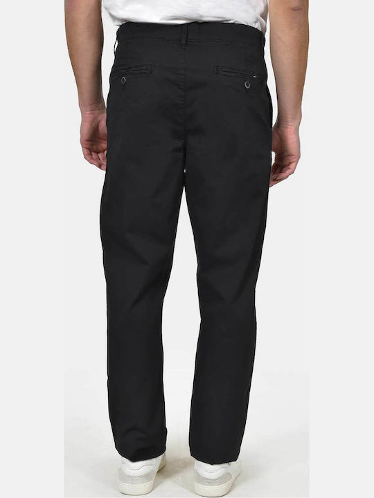 Herrenhose Chinos Elastische Entspannte Passform Schwarz