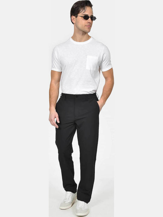 Herrenhose Chinos Elastisch Regulär Passform Schwarz