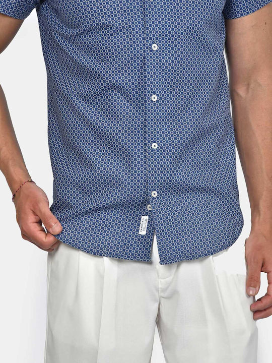 Short Sleeve Linen Shirt in Regular Fit Blue