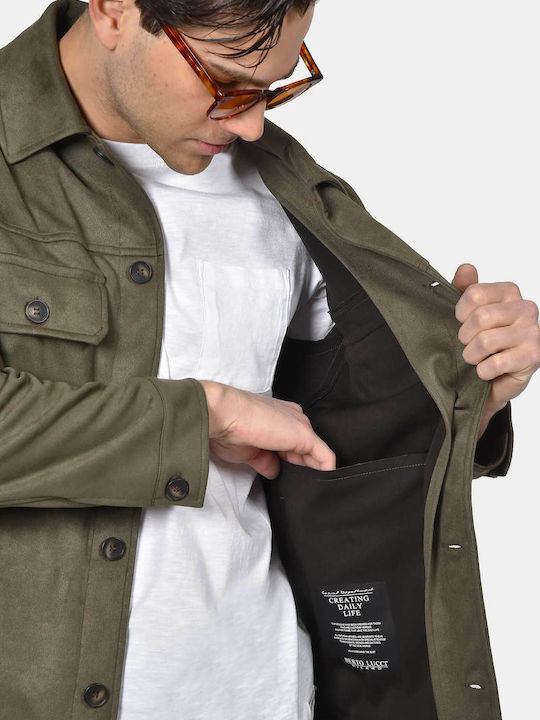 Long Sleeve Overshirt in Regular Fit Khaki