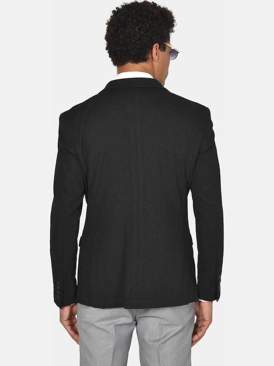 Winter Men's Suit Jacket with Slim Fit Black