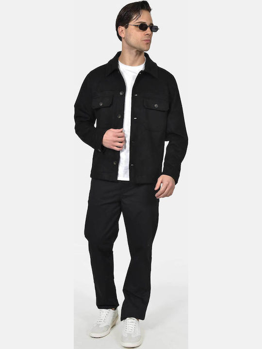Long Sleeve Overshirt in Regular Fit Black
