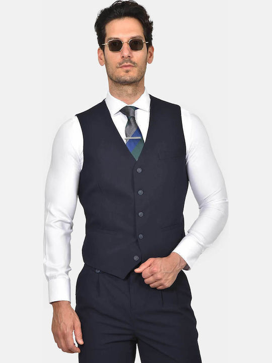Winter Herrenanzug mit Weste mit Schlanker Passform Marineblau