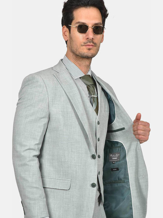 Winter Men's Suit with Vest Slim Fit Green