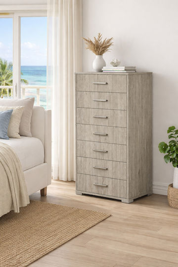 Chest of Drawers Wooden Ash Grey 60x45x123cm