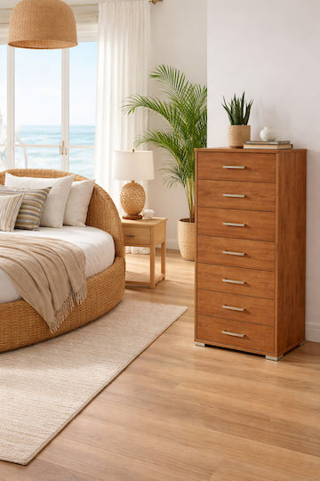 Chest of Drawers Wooden Walnut 60x45x123cm