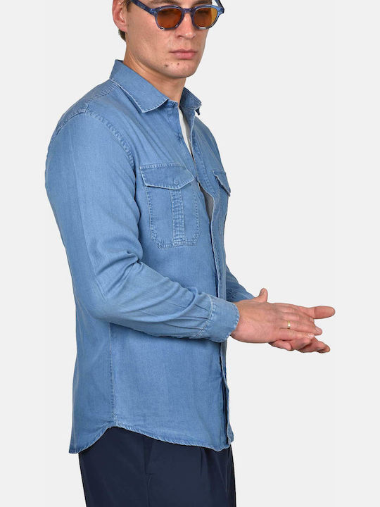 Long Sleeve Denim Shirt in Regular Fit Blue
