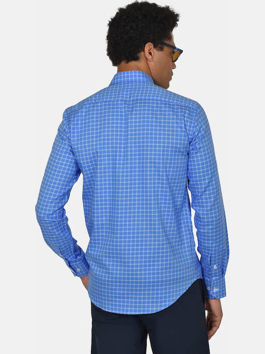 Long Sleeve Cotton Shirt in Regular Fit Checked Ruo