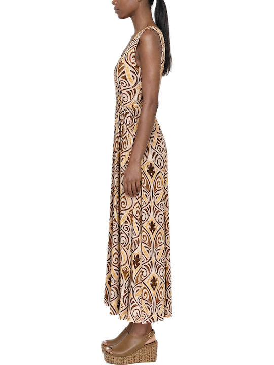 Summer Maxi Dress Brown-Yellow-Beige