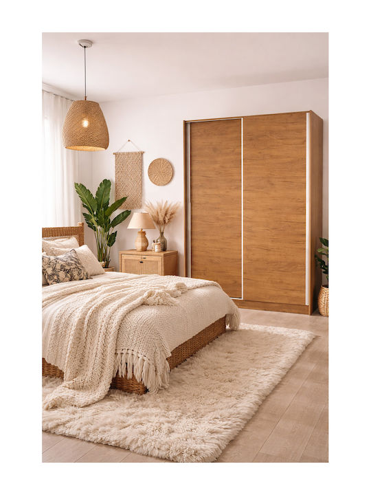53 Double Door Wardrobe Sliding Walnut 150x60x240cm