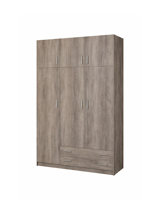 Τρίφυλλη Ντουλάπα Σταχτί 150x60x240cm